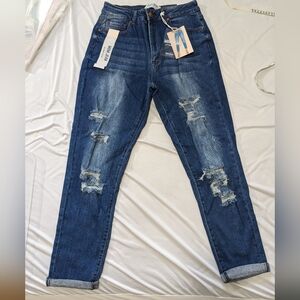 Wax Jean collection Women Mom Stretch blue distressed Jeans Size 7/28